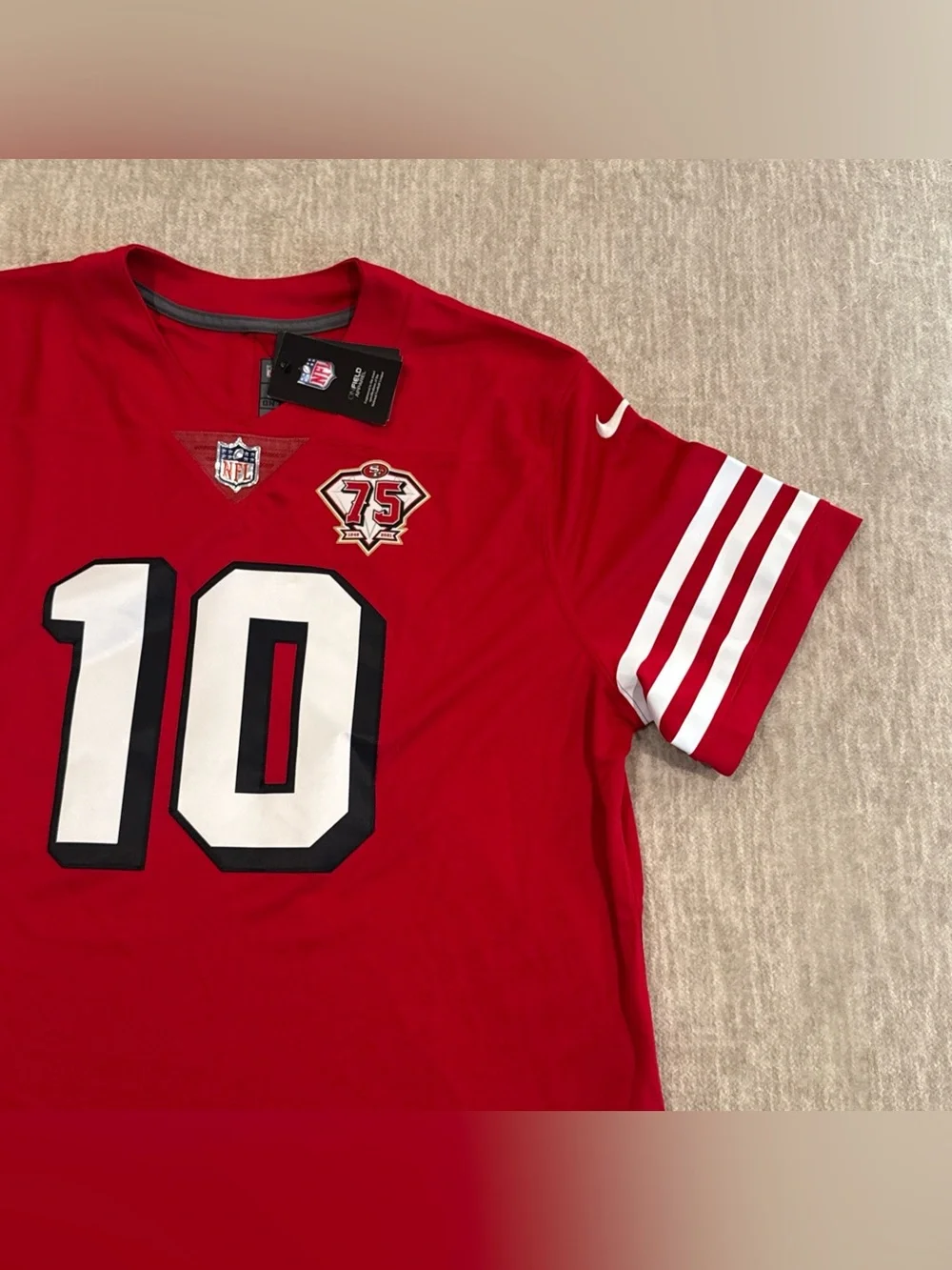 Men’s Size 2XL San Francisco 49ers Jimmy Garoppolo 75th Anniversary Patch Jersey
